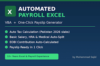 create oneclick auto payroll excel vba with payslip generator