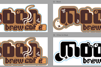 prepare print ready white ink and die cut files for stickers and labels