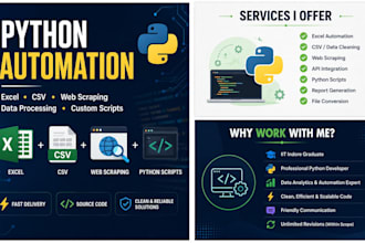 automate websites,  excel csv and data processing tasks using python