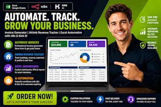 automate invoice generator, airbnb revenue tracker, excel sheet with n8n ai kimi