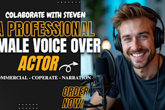 record a deep american male voice over for commercials and narration