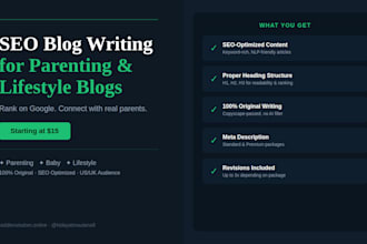 write SEO blog articles for parenting and baby websites