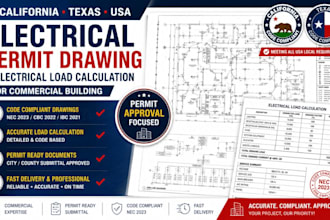 ca tx US electrical pe drawing electrical load calculation for commercial buildi