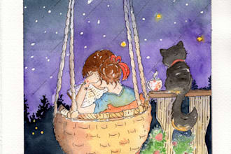 create whimsical traditional watercolor illustrations