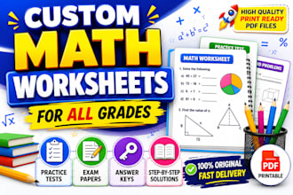 create custom printable math worksheets, workbooks and practice tests