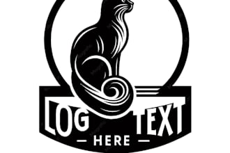 design circular cartoon dog, cat, animal logo or sticker