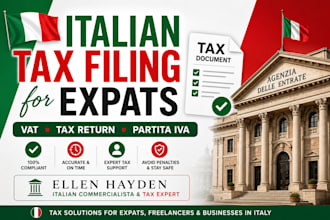 handle italian tax filing, vat registration and italy tax return for expats