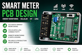 design smart meter pcb for energy monitoring cellular mettering systems iot lora