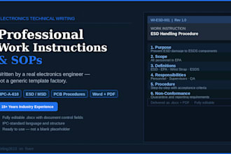 write professional electronics work instructions and technical procedures