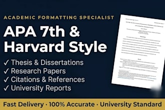 format thesis or reports in apa 7th edition or harvard style