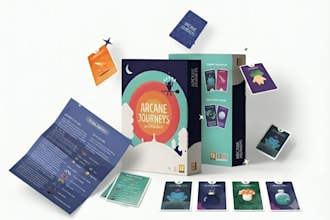 create custom card game, trading card designs, board game cards and rulebook