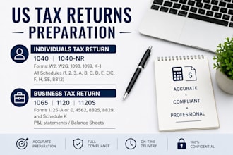 prepare 1040, 1065, 1120, and 1120s US tax returns