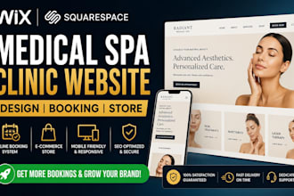 design wix  squarespace  medical spa clinic website with booking store