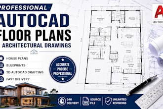 draw professional autocad floor plans, architectural drawings and blueprints