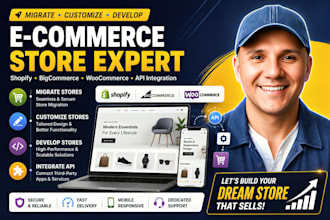 migrate customize develop shopify bigcommerce store integrate API, woocommerce