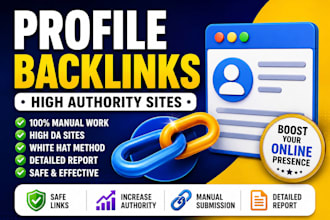 create 100 high da profile backlinks for SEO
