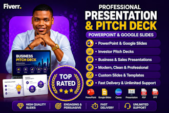 design investor pitch deck and powerpoint presentation, google slides design