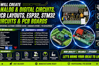 create analog digital circuit, pcb layout esp32 stm32 circuit and pcb board