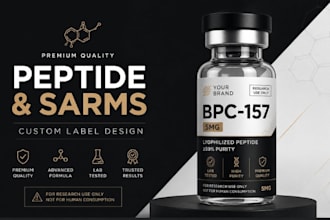 design custom peptide sarms label, vial label, supplement product label design