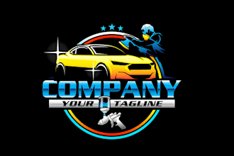 make custom automotive detailing, car wash and racing logo design