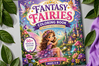 create fantasy fairy and princess coloring book page designs