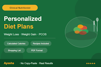 design an easy to follow diet plan for weight loss, weight gain and pcos