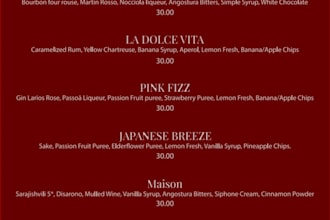 design a professional restaurant or hotel menu