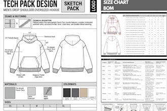 design professional clothing tech pack and apparel flat sketch