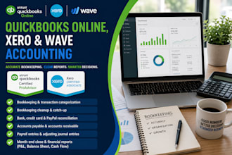 do bookkeeping and cleanup in quickbooks online, xero and wave