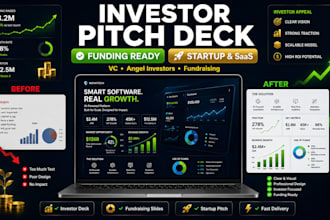 create an investor pitch deck, startup pitch deck and presentation design
