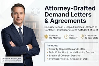 draft a legal attorney demand letter for unpaid invoices and debt