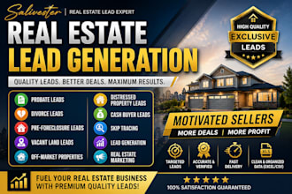 generate probate divorce pre foreclosure  vacant land and off market property