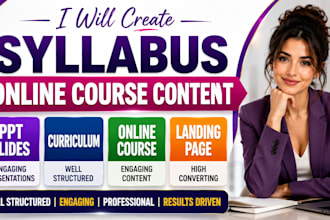 online course syllabus content ppt slides curriculum online course landing page