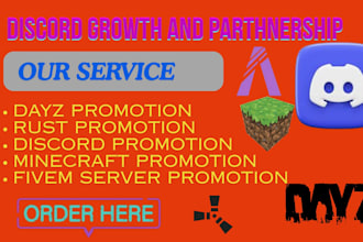 discord server promotion, advertising, fivem, rust, minecraft promotion growth
