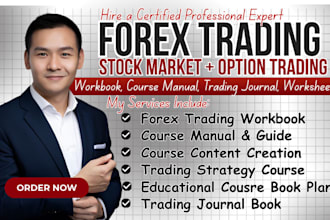 create forex trading workbook, online course content, training manual  journal