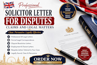 draft a solicitor letter for disputes claims legal matters