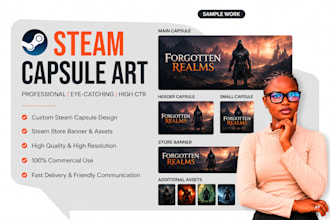 design professional steam capsule art, steam artwork and game banner