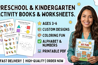create kindergarten kids worksheets preschool activity book workbook printable