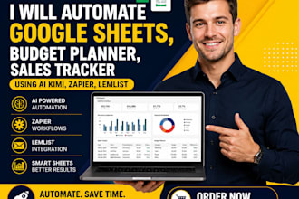 automate google sheets, budget planner, sales tracker using ai kimi, zapier leml