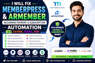 fix memberpress armember recurring payment subscription via zapier n8n make com