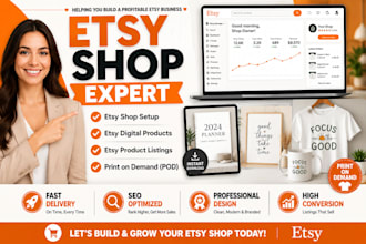 design etsy digital product etsy shop setup SEO etsy product listing etsy sales
