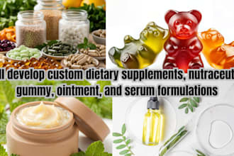 develop custom dietary supplement, nutraceutical gummy, ointment, and serum