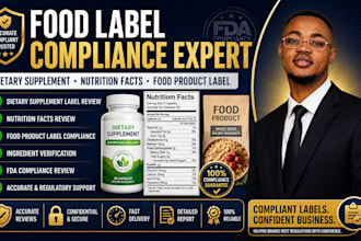 review dietary supplement label, nutrition facts, food product label complliance