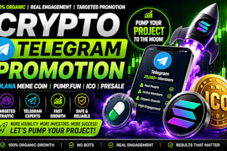 do organic crypto telegram promotion, solana meme coin pump fun, ico presale