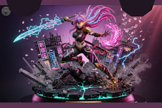3d anime character figure diorama figure 3d toy anime cartoon figure in blender