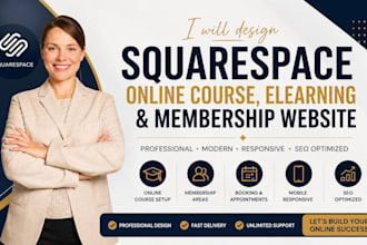 design squarespace online course website elearning membership website design