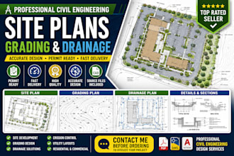 create civil engineering site plans, grading and drainage plans