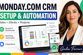 setup monday com CRM for sales, client tracking and workflow automation