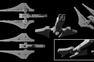 create detailed sci fi spaceship 3d models for games animation and project