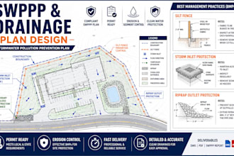 design swppp stormwater drainage plan and bmp details in cad